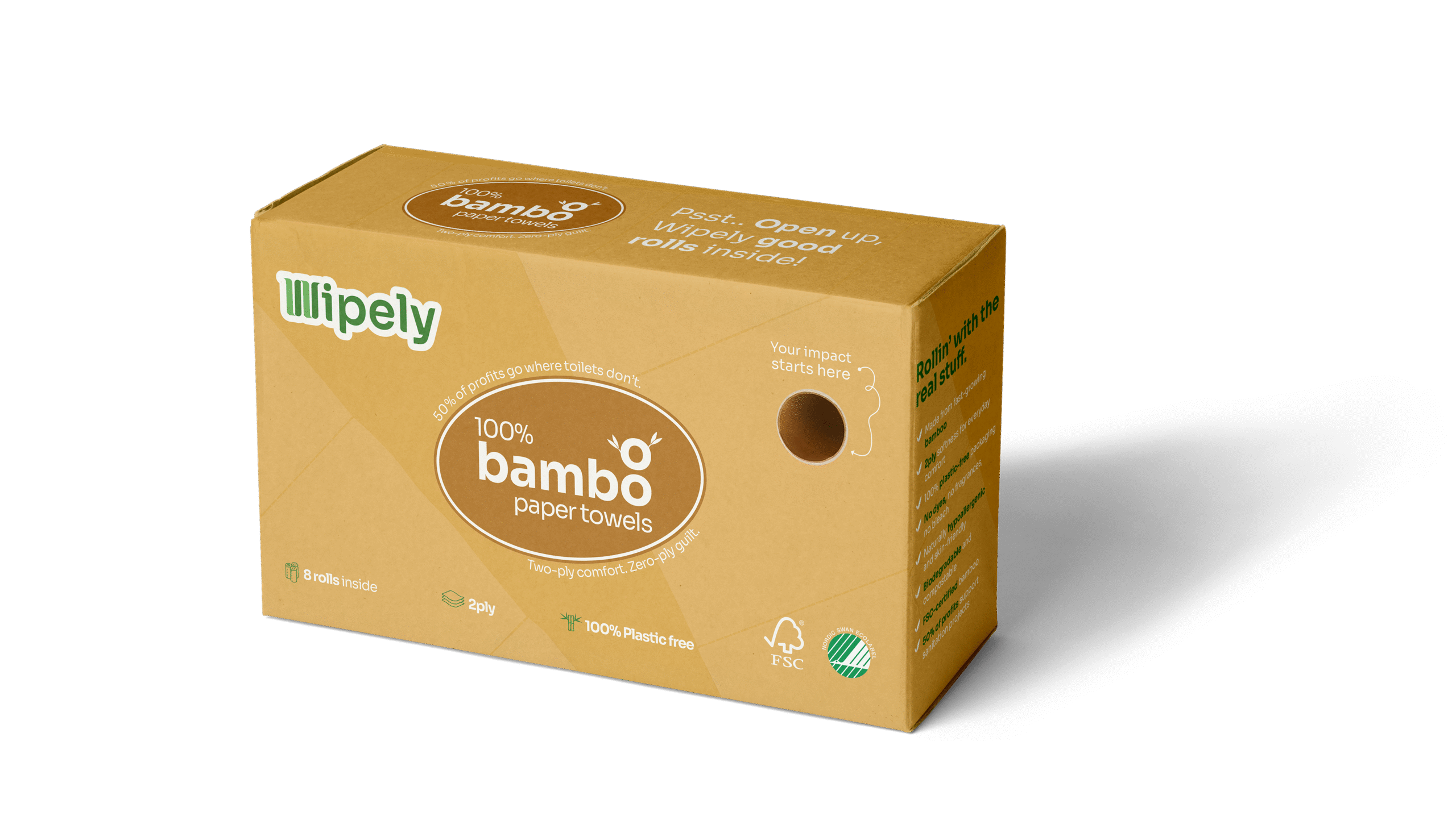 Wipely bamboo paper towels – ultra-absorbent, plastic-free, and sustainably packaged